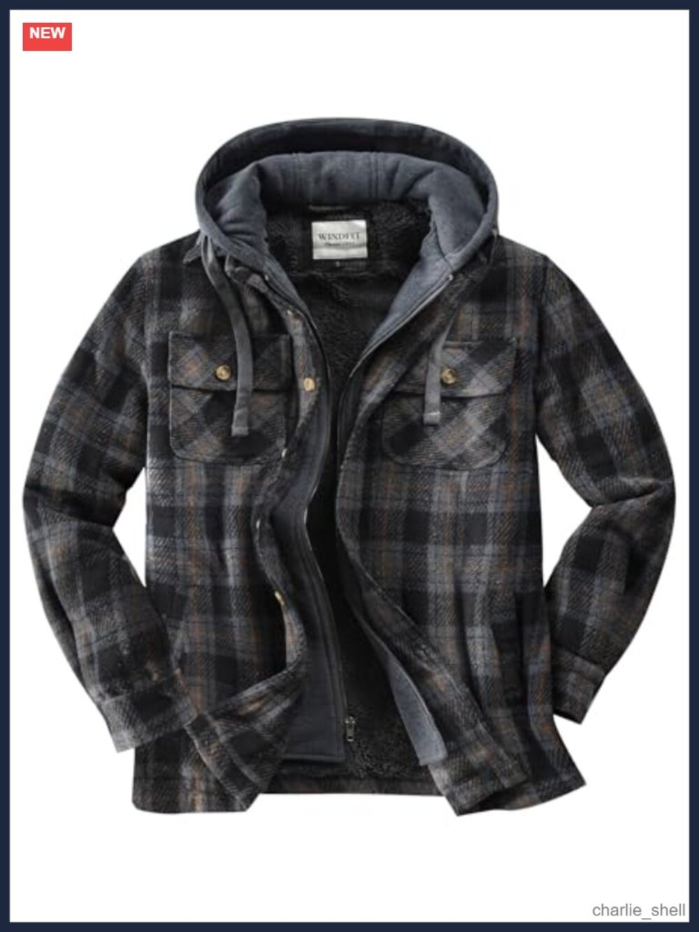 Men's Fleece Zip Jacket Sherpa Lined Plaid Flannel Coat